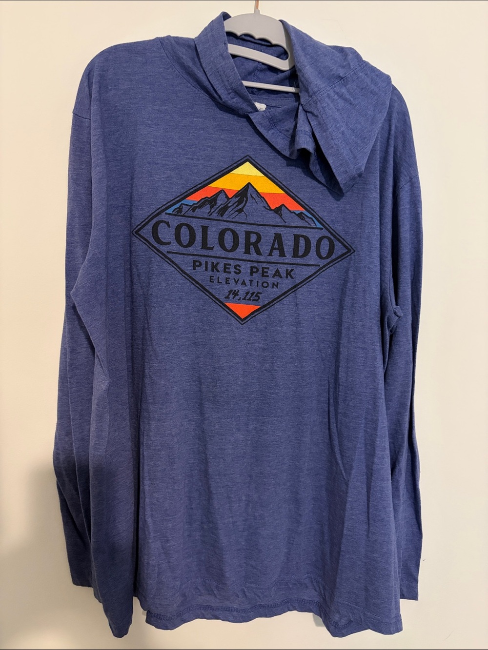 Colorado Pikes Peak Blue Hooded Long-Sleeve Tee
